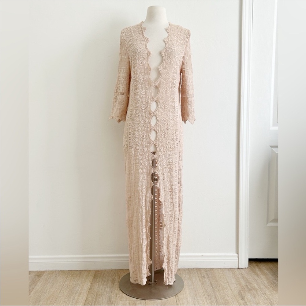 Jens Pirate Booty Lace Maxi Dress Sacred Kaftan Crochet Cream Size S